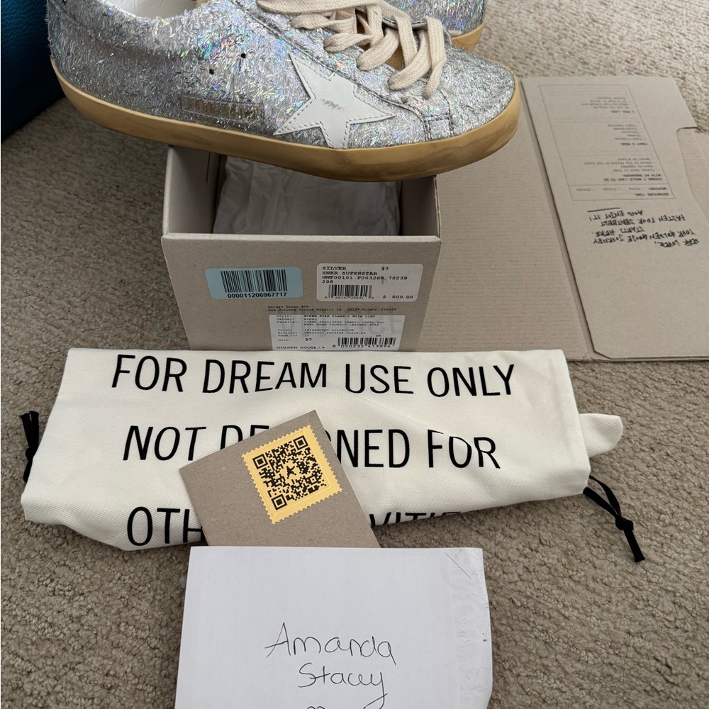 Silver Glitter Sneakers with Star Detail